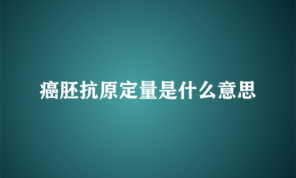 癌胚抗原定量是什么意思