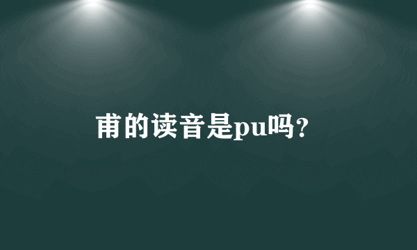 甫的读音是pu吗？