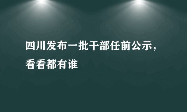 四川发布一批干部任前公示，看看都有谁