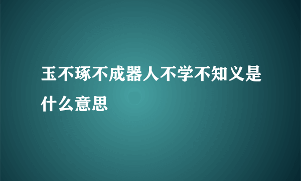 玉不琢不成器人不学不知义是什么意思