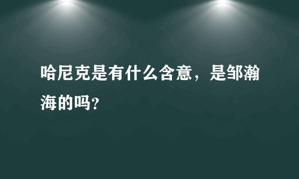 哈尼克是有什么含意，是邹瀚海的吗？