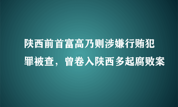 陕西前首富高乃则涉嫌行贿犯罪被查，曾卷入陕西多起腐败案