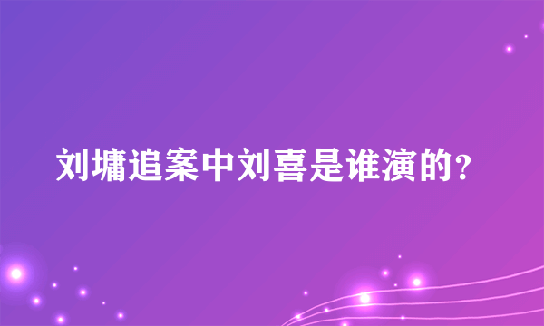 刘墉追案中刘喜是谁演的？