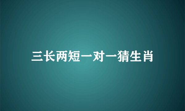 三长两短一对一猜生肖