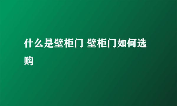 什么是壁柜门 壁柜门如何选购