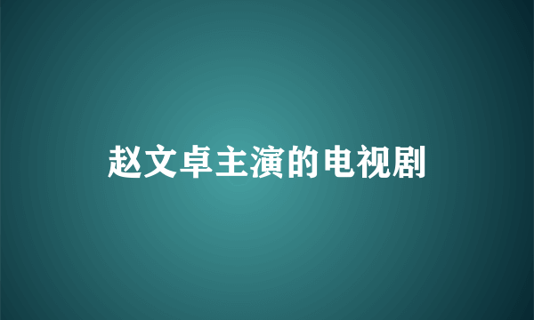 赵文卓主演的电视剧