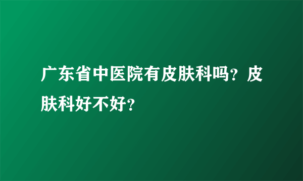 广东省中医院有皮肤科吗？皮肤科好不好？