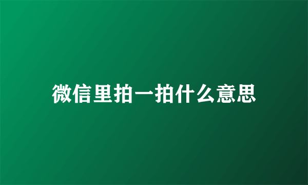 微信里拍一拍什么意思